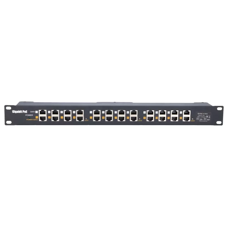 Extralink Gigabit PoE injektorius 12 prievadų 12x 1000Mb/s RJ45, montuojamas į stelažą