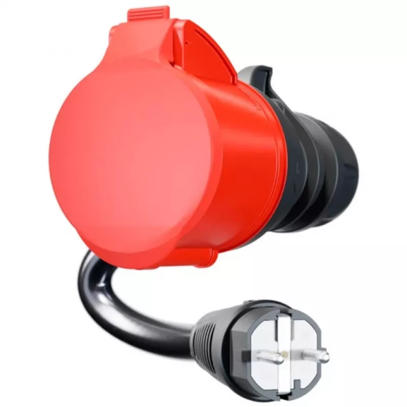go-e Adapteris Gemini flex 22 kW, CEE raudonas trifazis 32A > buitinis kištukas (juodas, 30 cm)