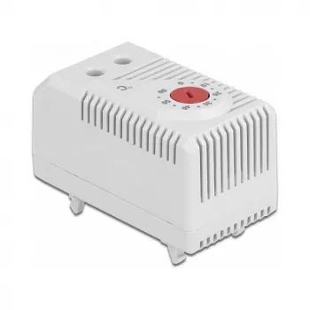 Termostatas DELOCK 66824, plastikinis korpusas, IP20, 30 W, 250 V, 10 A, 43×60×33 mm, pilkai raudonas