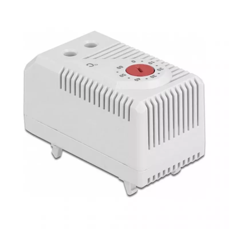 Termostatas DELOCK 66824, plastikinis korpusas, IP20, 30 W, 250 V, 10 A, 43×60×33 mm, pilkai raudonas