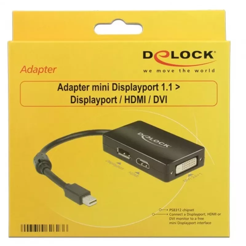 Laidas DeLOCK 0,16 m Mini DisplayPort → DisplayPort / HDMI / DVI-D adapteris