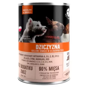 Šlapias šunų ėdalas PetRepublic vidutinėms ir mažoms veislėms, 400 g – gabaliukai padaže su žvėriena