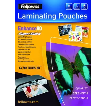 Fellowes SuperQuick A4 blizgūs laminavimo maišeliai 80 mikronų