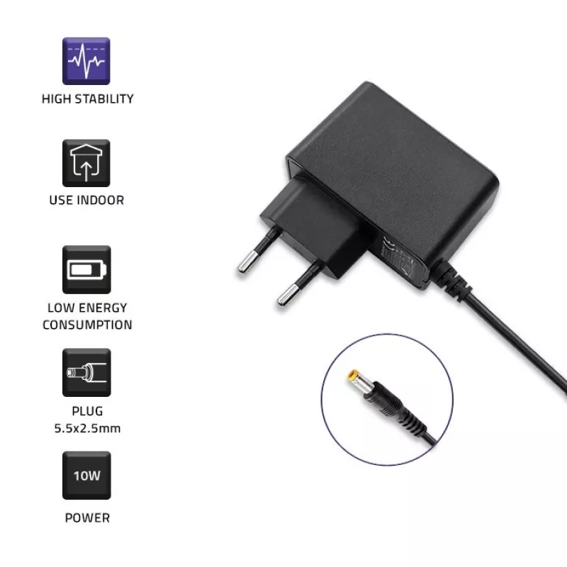Maitinimo adapteris 10W 5V, 2A, 5,5x2,5 mm kištukas