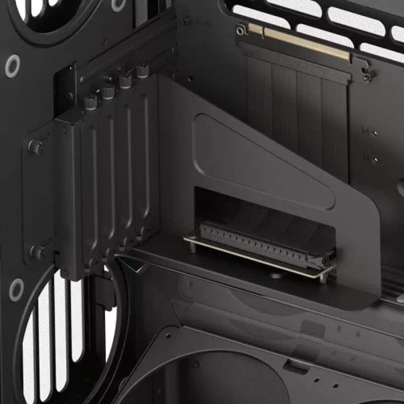 HAVN HS 420 VGPU PC korpusas, Midi-Tower, E-ATX, grūdintas stiklas, PCIe 5.0 keltuvinis kabelis - juodas