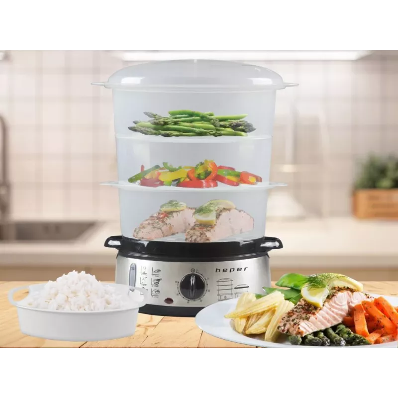Garinis puodas Beper BC.250 3 krepšeliai 800 W nerūdijantis plienas