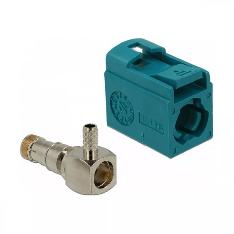 Delock 89723 FAKRA Z lizdas 90° kampo, skirtas presavimui, water blue