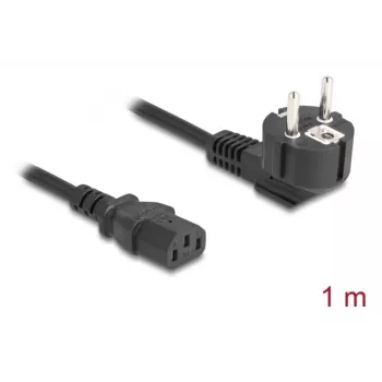 Maitinimo laidas DELOCK CEE 7/7 (E+F) į IEC C13 90° kampu, 1 m, H05VV-F 3x1,00 mm², juodas