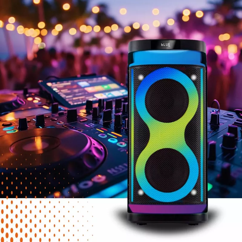 Nešiojama kolonėlė MANTA SPK0601B100, 100 W, Bluetooth, karaoke, belaidis mikrofonas, baterija, ekvalaizeris, disko apšvietimas