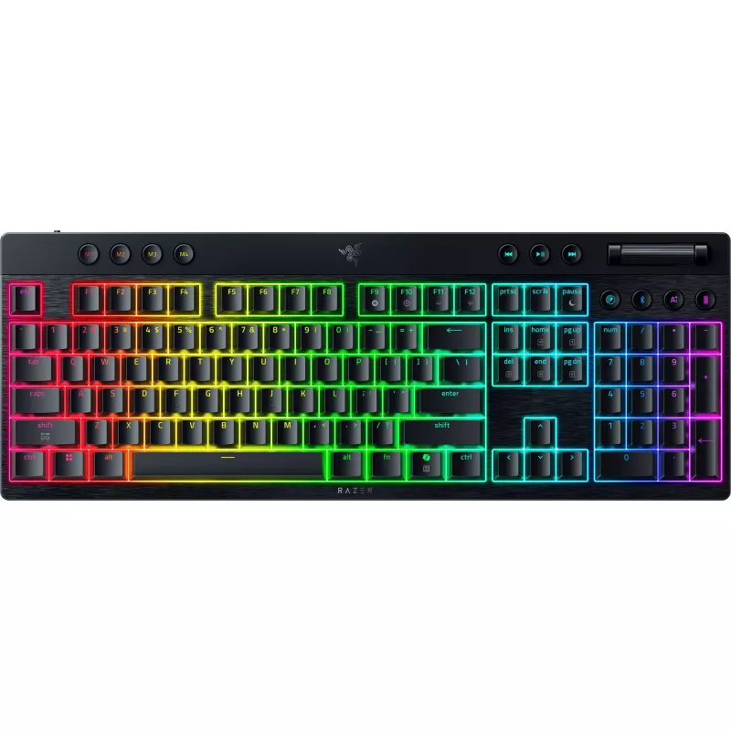 Mechaninė žemo profilio klaviatūra Razer BlackWidow V4 — Orange jungikliai, belaidė Bluetooth