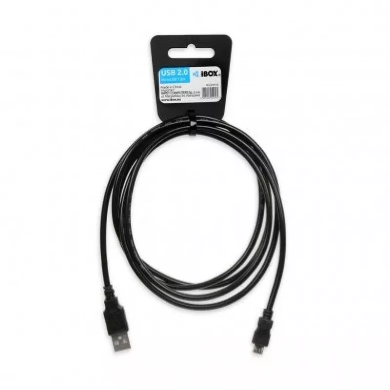 USB A – Micro-USB B laidas IBOX IKU2M18 1,8 m USB 2.0, juodas, 2 A