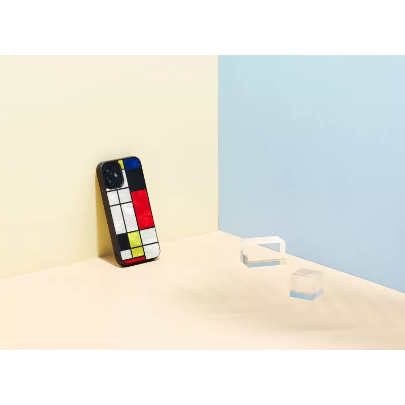 Apsauginis dėklas iKins Apple iPhone 12 mini – juodas Mondrian dizainas