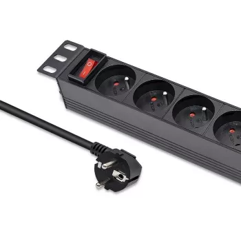 Qoltec aliumininis PDS 10'' stelažui | 1U | 16A | 4xPRANCŪZIŠKI | 1,8 m