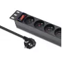 Qoltec aliumininis PDS 10'' stelažui | 1U | 16A | 4xPRANCŪZIŠKI | 1,8 m