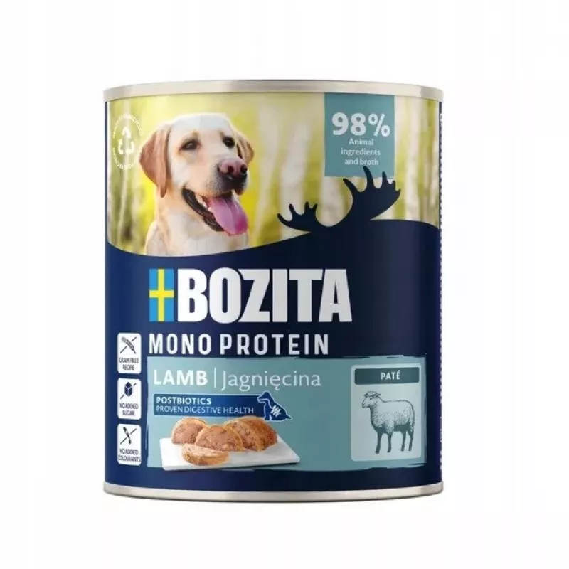 BOZITA Monoprotein Pate ėriena – šlapias ėdaras šunims – 800g
