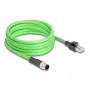 DeLOCK M12 D-koduotas 4 kontaktų kištukas į RJ45 kištuką, PUR (TPU) 5 m tinklo kabelis