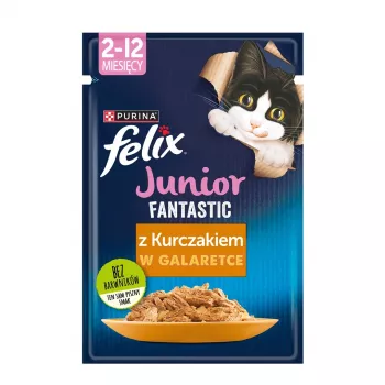 Šlapias kačių ėdalas kačiukams Purina Nestlé Felix Fantastic Junior 85 g pakelis – vištiena