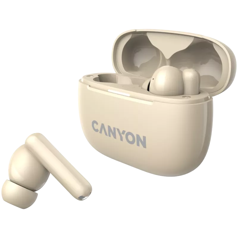 Canyon CNS-TWS10BG Ausinės ir ausinių rinkinys Tikras belaidis stereofoninis (TWS) Įstatomos ausinės pokalbiams/muzikai/sportui/kasdieniam naudojimui USB Type-C Bluetooth Smėlio spalvos (CNS-TWS10BG)