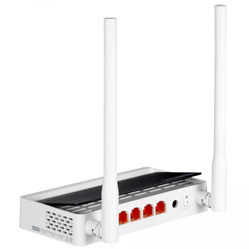 Stalinis maršrutizatorius TOTOLINK N300RT – vienos juostos 2.4 GHz Wi‑Fi 4, 300 Mbps, 5x RJ-45 Fast Ethernet prievadai, 2 išorinės 5 dBi antenos