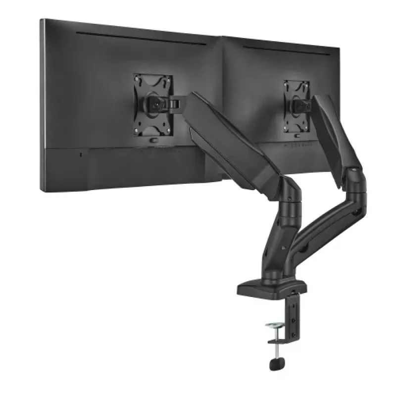 Monitorinė ranka up up Ekonomiška interaktyvi priešsvėrinė dviejų monitorių ranka matinė juoda VESA 75x75/100x100