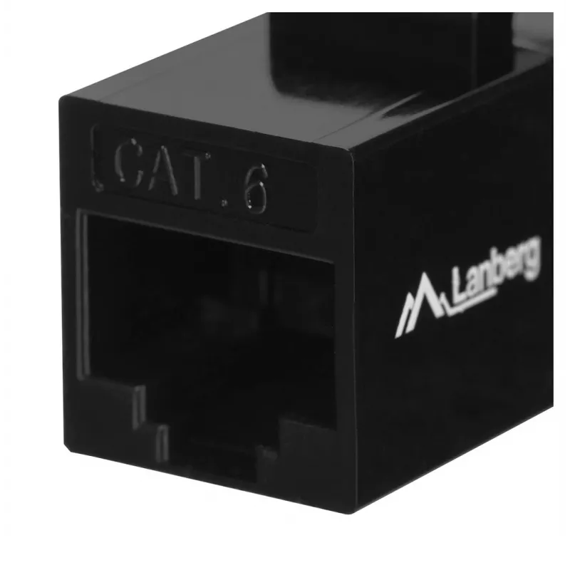 Keystone modulis LANBERG KSU6-3000 – Cat6 U/UTP RJ-45 moteriškas į RJ-45 moteriškas, plokščios konstrukcijos, juodas