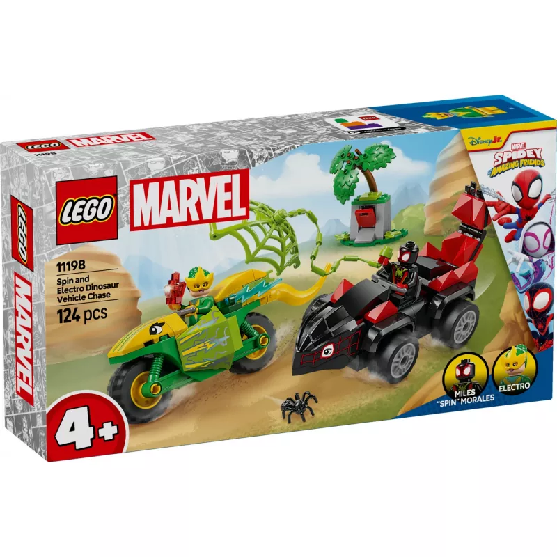 LEGO MARVEL 11198 Sukamasis ir Elektro dinozaurų transporto priemonių gaudynės