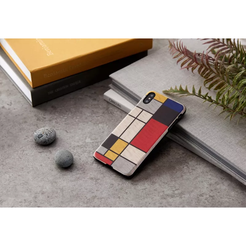 Dėklas Man and Wood iPhone XS Max – medinė nugara, baltas rėmelis