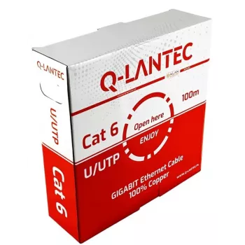 Q-LANTEC KIU6PVC100Q U/UTP tinklo kabelis, 100 m, pilkas