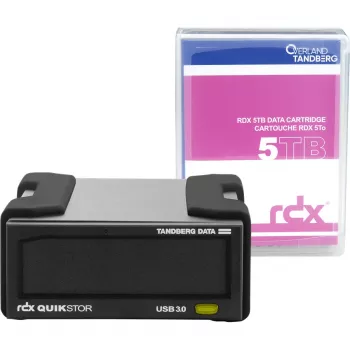 RDX išorinis diskų rinkinys Overland-Tandberg 5TB HDD USB 3.2 Gen 1, nuolatinis 260 MB/s, juodas, 110×178×52 mm
