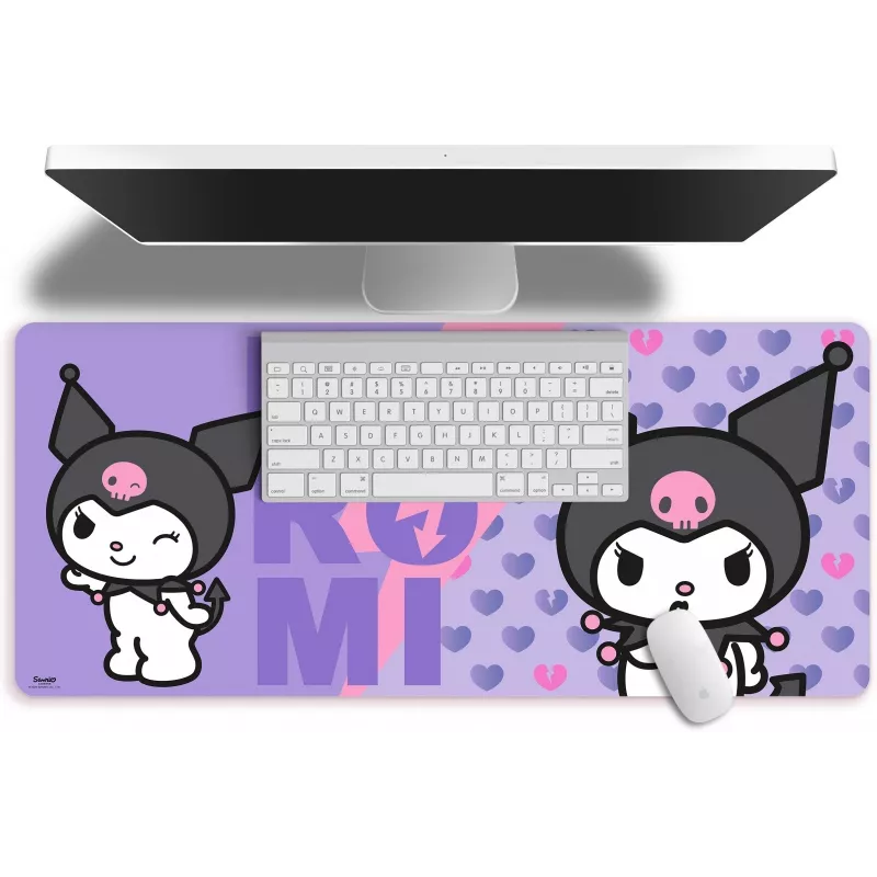 Pelės kilimėlis Kids Euroswan 80x30 cm Hello Kitty Kuromi, didelis stačiakampis žaidimų / stalo kilimėlis