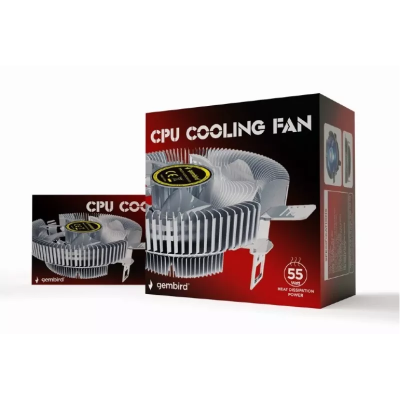Oro aušintuvas Gembird CPU-HURACAN-X40 — 90 mm ventiliatorius, 800–1600 RPM, LGA 775, permatomas