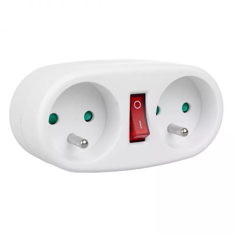 Maclean Current Outlet kištukinis lizdas, šakutės skirstytuvas su 2 lizdais ir grandinės pertraukikliu, E tipas, 2x16A, MCE337 E