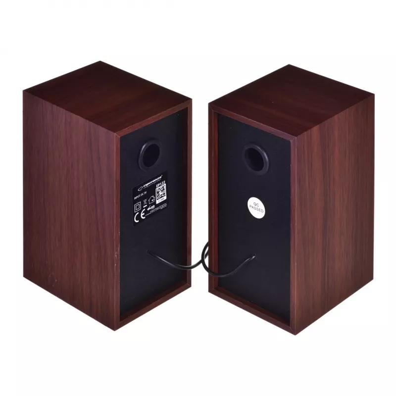 Garsiakalbiai ESPERANZA EP122 2.0 laidiniai staliniai, 2×6W RMS, medinis korpusas, sukamas garsumo reguliavimas, 60–20000 Hz