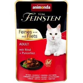Šlapias kačių ėdalas Animonda Vom Feinsten With Poultry Saithe Filet 85 g – be grūdų, suaugusioms katėms, kalakutiena