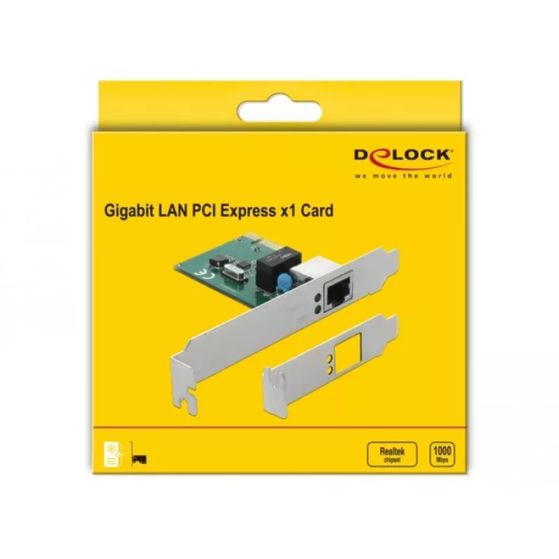 DeLOCK 90381 PCI Express x1 Gigabit tinklo plokštė, 1x RJ45, RTL8111