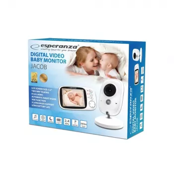 Vaizdo kūdikio monitorius ESPERANZA EHM002 kamera 3,2 colio ekranas, 320×240, 50 m atstumas, LiPo 750 mAh, baltas