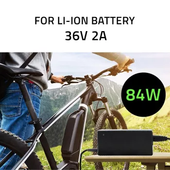 Qoltec 50760 Įkroviklis elektrinių dviračių akumuliatoriams 36V | 42V | 2A | 5,5*2,1