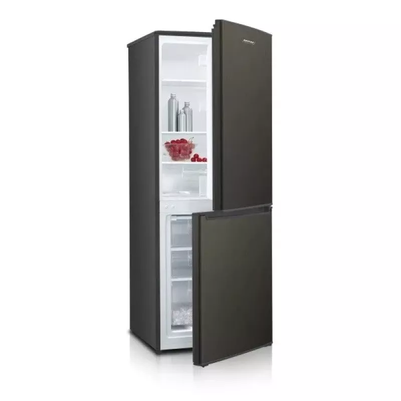 Šaldytuvas su šaldikliu MPM MPM-215-KB-39/E — 215 L, apatinis šaldiklis, tamsus inox, reversinės durelės, LED apšvietimas