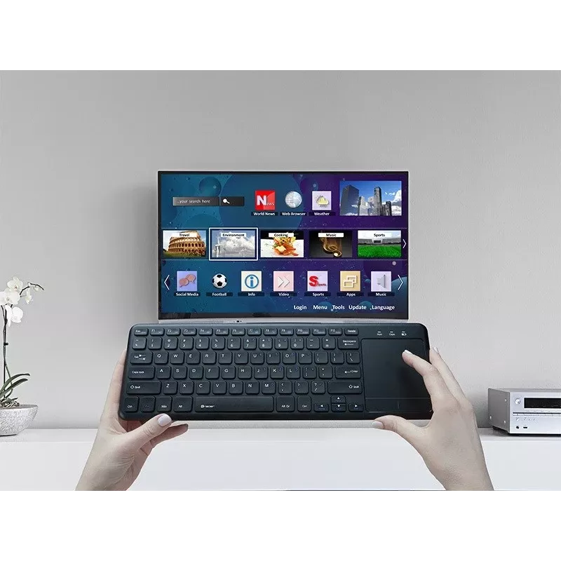 Belaidė RF klaviatūra TRACER TRAKLA46367 – Pilno dydžio, membraninė, su touchpad, 2.4 GHz, juoda