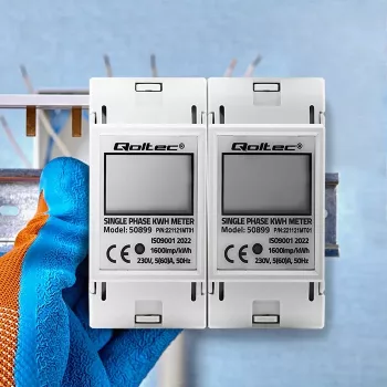 Vienfazis elektros energijos skaitiklis QOLTEC 50899 230 V 50 Hz, 5(60) A, 1 klasė, LCD