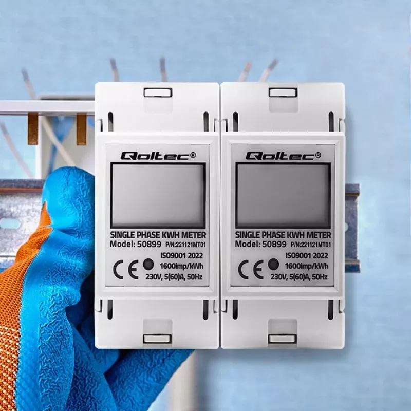 Vienfazis elektros energijos skaitiklis QOLTEC 50899 230 V 50 Hz, 5(60) A, 1 klasė, LCD