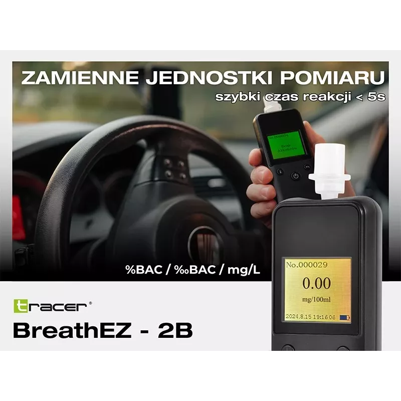 Tracer BreathEZ-2B Puslaidininkinis alkotesteris, juodas