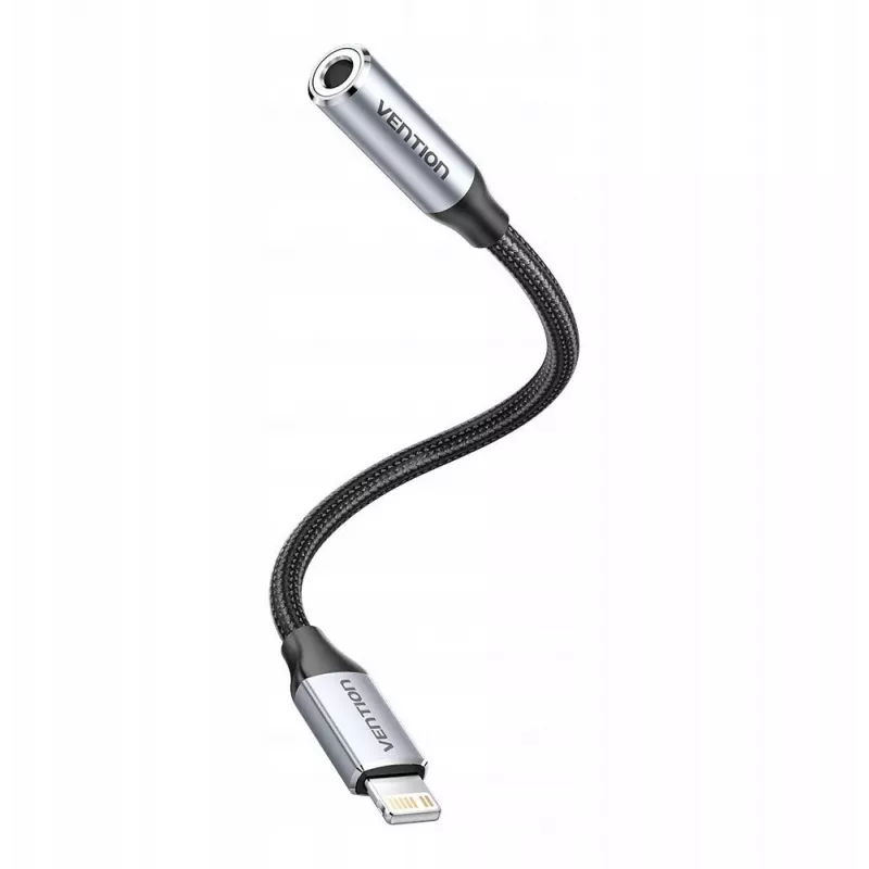 Garso adapteris Vention Lightning – 3,5 mm BMBHA, pilkas, 0,1 m