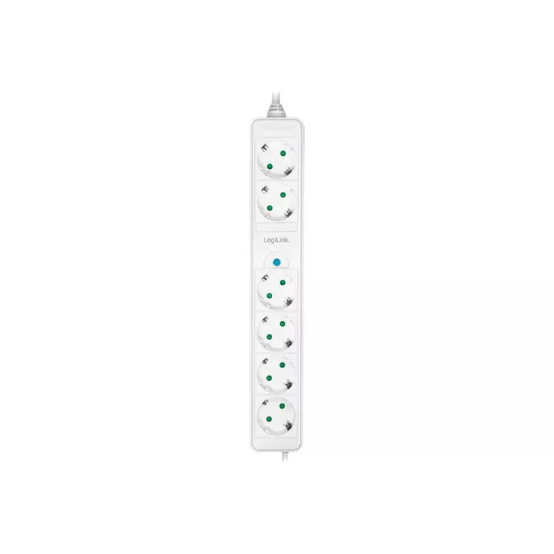 Prailginimo laidas LogiLink LPS271 1,5 m 6 AC lizdų vidaus patalpoms baltas