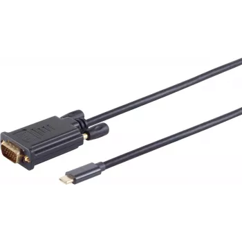 Vaizdo kabelio adapteris S/CONN 10-59185 USB Type-C į VGA 1,8 m juodas