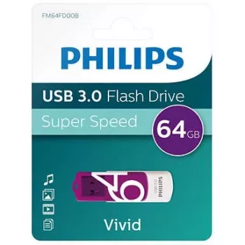 Philips FM64FD00B USB atmintinė 64 GB USB Type-A 3.2 Gen 1 (3.1 Gen 1) Violetinė, Balta