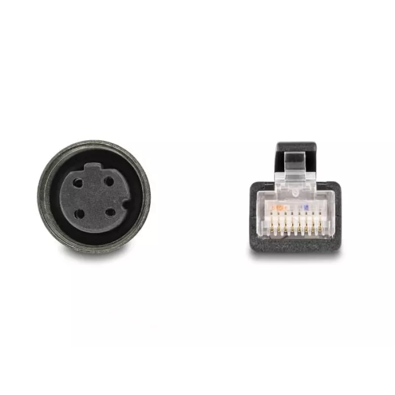 DeLOCK M12 adapterio kabelis D-kodavimo 4 kontaktų moteriškas į RJ45 vyrišką 50 cm