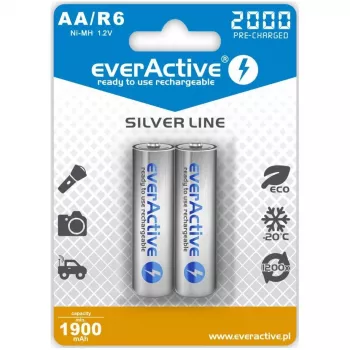 Įkraunamos baterijos R6/AA 2000 mAh, lizdinė pakuotė 2 vnt.