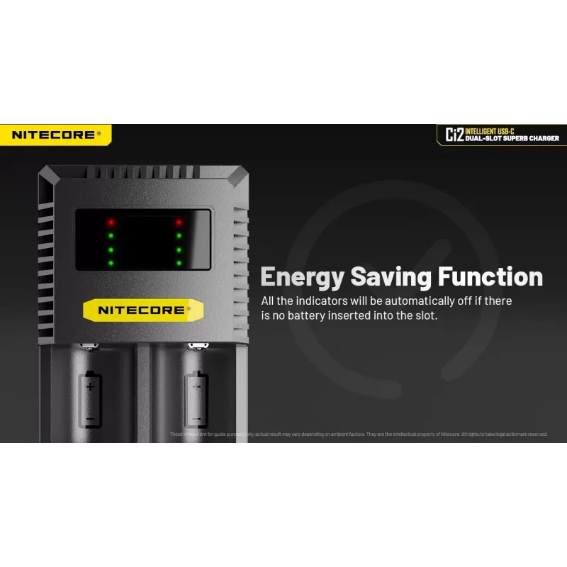 Įkroviklis Nitecore Ci12 Universal USB Li‑Ion, NiCd, NiMH akumuliatoriams, 3A įėjimas 5/9/12V, plastikinis korpusas