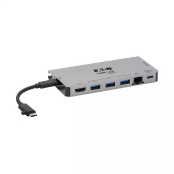USB-C Dock 4K HDMI, USB 3.2 Gen 1, USB-A Hub, GbE, atminties kortelių skaitytuvas, 100W PD įkrovimas, nuimamas laidas U442-DOCK5D-GY